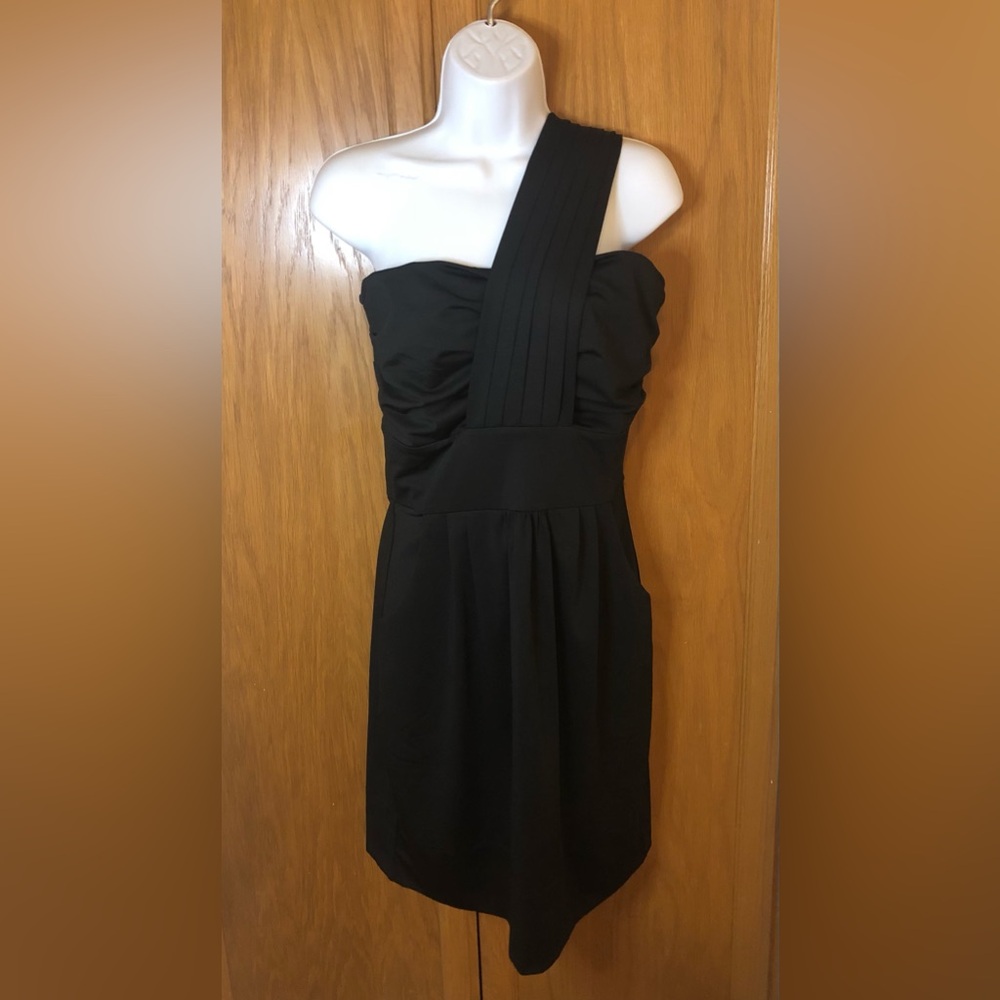 Gretchen Scott Black Dress One Shoulder Jersey Jane NWT Small